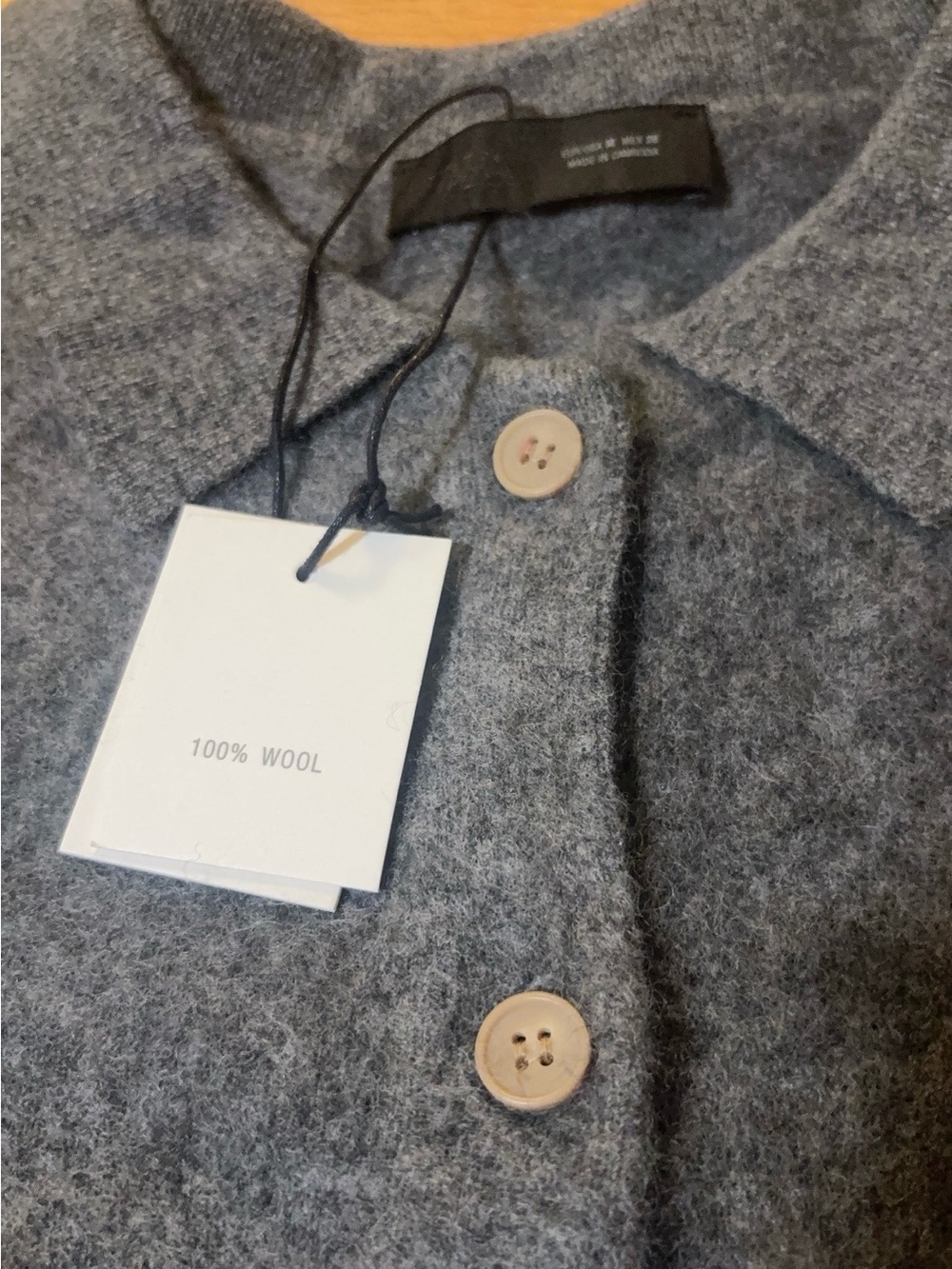 Zara 100% Wool Charcoal Gray Short Sleeve Button Cardigan – Size M - Picture 2 of 9